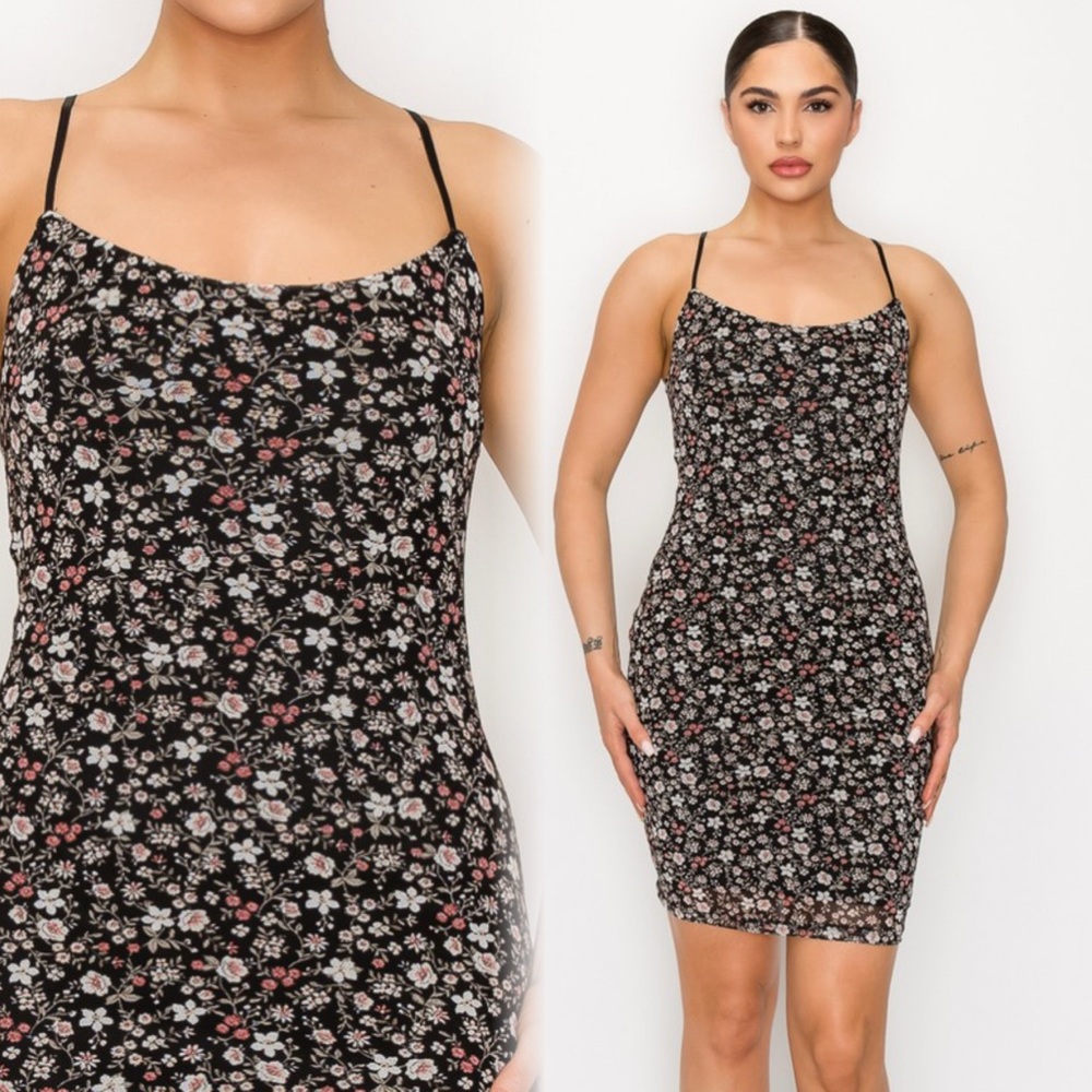 Foral print summer cami dress with adjustable straps - Picture 7 of 8